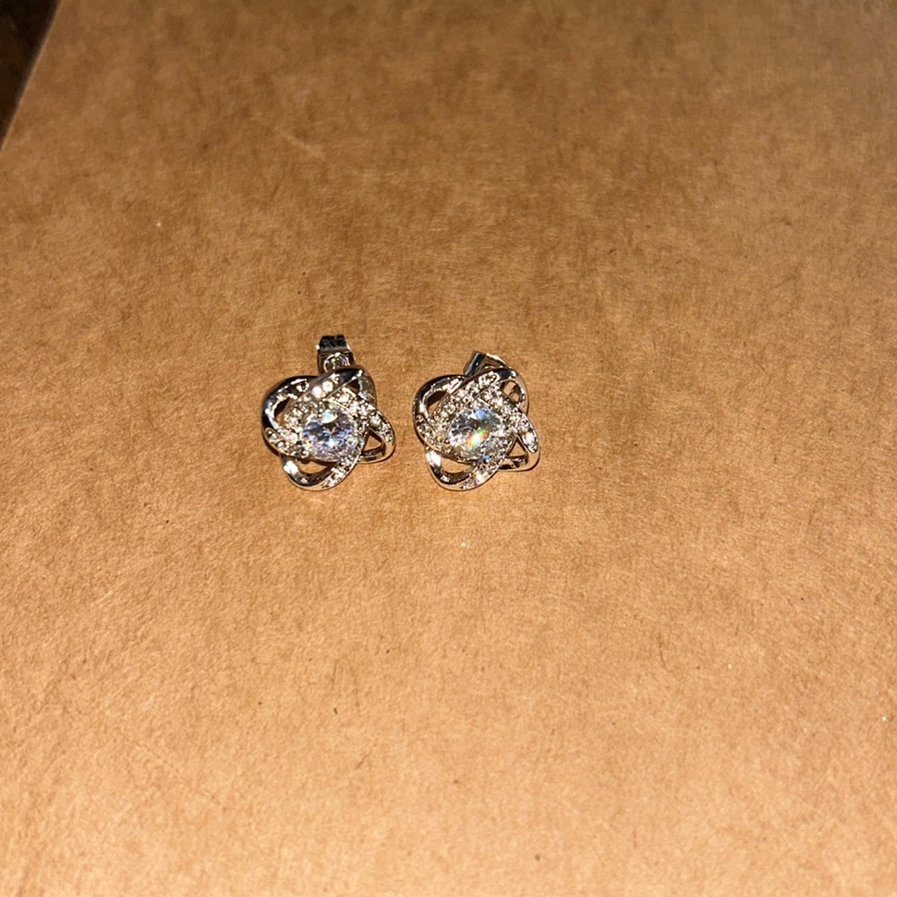 Silver post CZ earrings